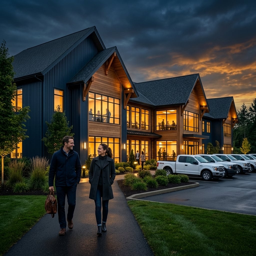 Person walking down a long architectural walkway toward an open horizon — visual metaphor for the after-the-exit chapter Foundation Projects partners are walking toward.
